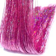 1 Pc Sparkle Shiny Hair Tinsel Hair Extensions Dazzles Women Hippie For Braiding Headdress Hair Braiding Tools Long 90cm/120cm - Hot Pink - View 6