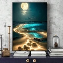 1入組月球海景帆布畫海報,客廳臥室裝飾墻藝術畫,節日禮物無框裝飾畫(不含畫框) - 彩色 - 查看 3