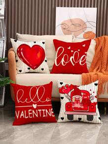 4入組情人節精靈心形氣球靠墊套,適用於家庭沙發裝飾,麻質靠墊套 18x18英寸(不包括靠墊內心) - 彩色 - 查看 1