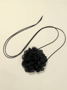 BOCAR 优雅度假风格黑色织物花朵耳环 - 耳環 - 查看 7