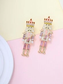 1對創意時尚國王和多彩設計女耳環,是向朋友和家人送的完美新年禮物 - 粉色 - 查看 2