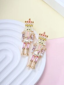 1對創意時尚國王和多彩設計女耳環,是向朋友和家人送的完美新年禮物 - 粉色 - 查看 5