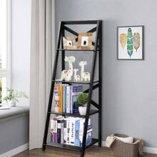 4 Ebenen Leiterregal, Standregal Bücherregal Holz, Treppenregal für Wohnzimmer, Küche, Badezimmer & Buchhandlung (2, Schwarz) - Braun - Übersicht 2