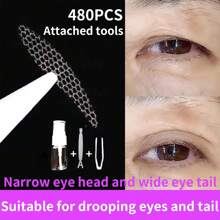 256pcs/480pcs/736pcs Water-Activated Eyelid Tapes 13-In-1 Set, Narrow Front Wide Back, Invisible Natural Double Eyelid Tapes Suitable For Students, Home, Office, Travel & Outdoor, Apply Eyeshadow First Then Tape
