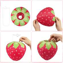 3PCSX20CM Strawberry Paper Lanterns Ornament Very Refreshing And Cute For Fruit Theme Birthday Party Baby Shower Paper Wedding Garden Decorations Strawberry For Girl Hungry Caterpillar Party Supplies Nursery Hanging Ornament,Halloween,Spooky,Autumn,Holiday,Festival,Home Decor ,Room Decor,Wall Decor Gifts Graduation