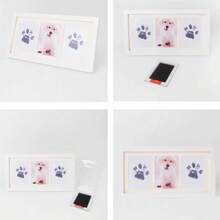 Pet Diy Paw Print Memorial Frame, Table Display, And 1 Set/2pcs Wash Free Ink Pad Included - White - View 5