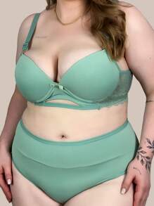 Plus Size Bra & Panty Sets - Mint Green - View 4