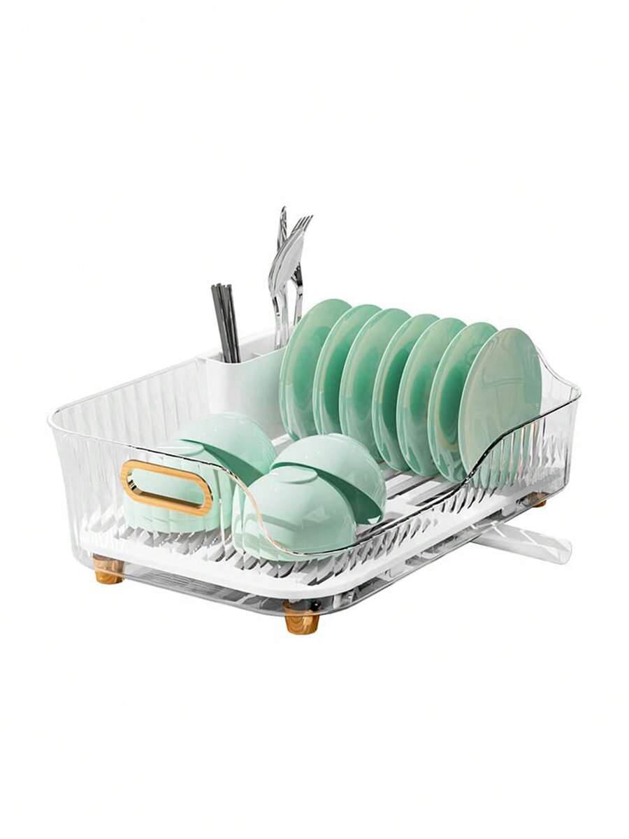 Valentine'S Day Dish Drying Rack, Dish Racks For Kitchen Counter, Space-Saving Kitchen Drying Rack With A Cutlery Holder, Drying Rack For Dishes, Knives, Spoons, And Fork - White - View 1