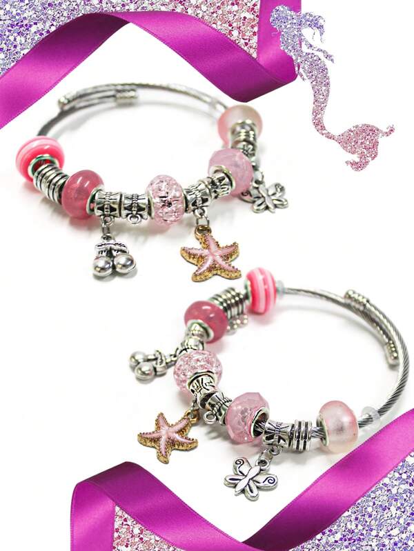 DIY Jewelry, MERMAN HAIRPIN,NAIL DECORATION,DIY Bead Bracelet Design And Create Beautiful Bracelets Necklaces Rings Necklace Decorative Set Beads Jewelry Making Kit.Fashionable Multiple Color Clay Beads Bracelet Diy Set,DIY Colorful Beads Bracelet Making Kit For Girls Birthday Gift, Christmas Beads For Bracelets Making Kit With Gift.