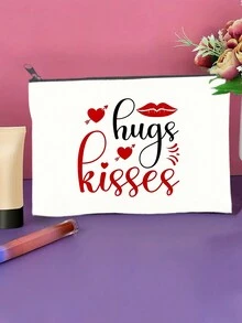 1 件情人節禮物拉鍊袋,字母印花擁抱設計戶外旅行情侶盥洗用品收納盒,適合遠距離戀愛女性 - 彩色 - 查看 5