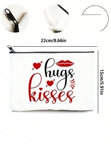1 件情人節禮物拉鍊袋,字母印花擁抱設計戶外旅行情侶盥洗用品收納盒,適合遠距離戀愛女性 - 彩色 - 查看 4