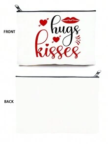 1 件情人節禮物拉鍊袋,字母印花擁抱設計戶外旅行情侶盥洗用品收納盒,適合遠距離戀愛女性 - 彩色 - 查看 7