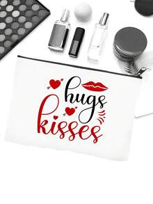 1 件情人節禮物拉鍊袋,字母印花擁抱設計戶外旅行情侶盥洗用品收納盒,適合遠距離戀愛女性 - 彩色 - 查看 6