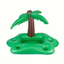 1個可充氣的椰樹形狀飲品托盤,適用於泳池派對,pvc浮動飲品架 - 綠色 - 查看 7