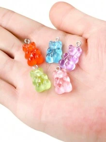 10/30/100入組彩色時尚卡通3d樹脂糖果熊diy珠寶吊墜,適用於項鍊、耳環、鑰匙扣、手機裝飾等 - 彩色 - 查看 3