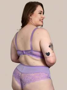 Plus Size Bra & Panty Sets - Màu tím - Xem 5