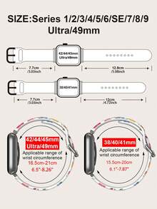 Multicolor Floral Silicone Watch Band Compatible With Apple Watch 38mm 40mm 41mm 42mm 44mm 45mm 49mm, Fits Apple Watch Ultra/S10/SE/8/7/6/5/4/3/2/1 - White - View 6