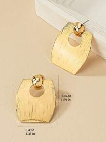 1pair Geometric Fashionable Individual Simple Women's Earrings Exaggerated Rectangle Shape Long Earrings - Yellow Gold - View 3