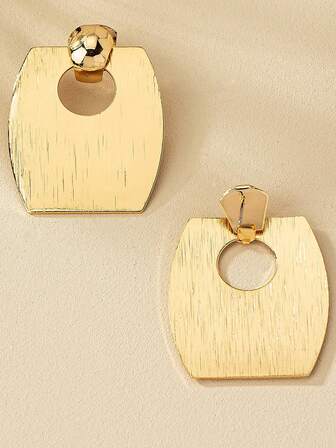 1pair Geometric Fashionable Individual Simple Women's Earrings Exaggerated Rectangle Shape Long Earrings