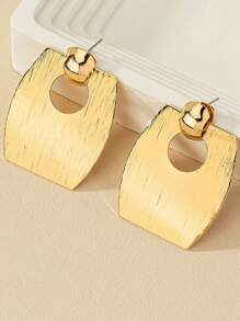 1pair Geometric Fashionable Individual Simple Women's Earrings Exaggerated Rectangle Shape Long Earrings - Yellow Gold - View 2