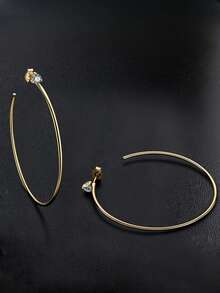 LI JIN 1 對女士大號圓形耳環,摩根石,d-e 顏色,vvs 級,925 純銀,鍍 18k 白金和黃金,適合日常佩戴 - 金色 - 查看 12