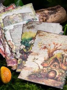 30pcs/Pack Random Fantasy Castle Series Journal Decorating Material Paper - Multicolor - View 3