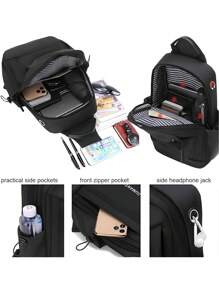 Mochila Pechera Premiun Impermeable Bolsa para Pecho Resistente Pechera Elegante - Negro - Ver 7