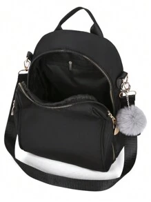 Sac à dos léger et portable en nylon noir minimaliste 1 pièce, avec décoration de fermeture éclair en métal, pour filles. Convient pour une utilisation quotidienne, des rendez-vous, les étudiants du campus et du collège. Parfait pour le collège, les affaires, le travail, les trajets, le retour à l'école, les voyages, les sorties et les étudiants du collège, les ados, les femmes, les hommes, l'école primaire, le collège, le lycée, le travail, les sorties en plein air.