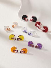 1 Pair Acrylic Sporty Rugby Football Player Helmet Team Spirit Color Game Day Stud Earring For Women - Helmet - View 1