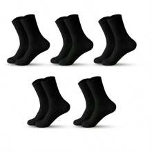Thể Thao Ngoài Trời 5 Cái/gói Đen Trắng Đồng Màu Giữa Bắp Chân Nén Tất Cho Cả Nam Và Nữ Hoạt Động Ngoài Trời - màu đen - Xem 3