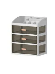 1pc Desktop Cosmetic Organizer Drawer Type Dust-Proof Storage Box For Skincare, Face Mask And Brushes. Can Be Used In Bathroom, Living Room, Bedroom And Office To Store Remote Controls, Toothpicks, Chargers, Mobile Phone Cases And Save Space.