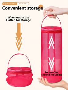 1PC Solid Color Mesh Bag Knitted Storage Bag Simple Portable Can Portable For School Home, Suitable For People Who Like Knitting - Hot Pink - View 4