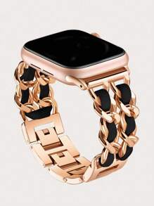 1 件男女通用苹果时尚金属皮革一体式表带兼容 表带 40 毫米 49 毫米 38 毫米 40 毫米 41 毫米 42 毫米 44 毫米 45 毫米 46 毫米手链兼容 Watch Series Ultra 10 SE 9 8 7 6 5 4 3 2 1 配件 - 彩色 - 查看 2