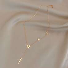 1 件 Love 鈦鋼項鍊,玫瑰金色,奢華精緻鎖骨鏈,時尚吊墜,適合女士日常佩戴 - 玫瑰金 - 查看 2