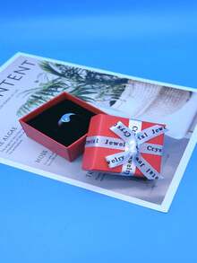 1個藍色禮品盒,帶有字母、彎帶和封面設計,適用於情人節、項鍊、生日禮物和包裝 - 藍色 - 查看 6