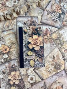 40 Piezas/paquete Papel De Material De Scrapbooking Retro Con Patrón De Flores Para Bricolaje - Multicolor - Ver 1