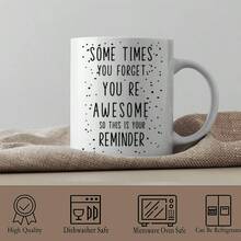 1個350ml 12oz陶瓷杯印花文字咖啡牛奶杯,創意禮物可愛禮物 - 白色 - 查看 4