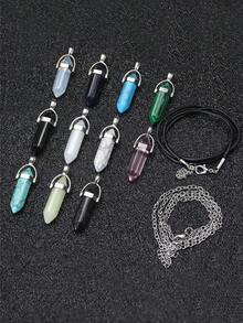 11入組石柱掛件和2條鍊帶diy套裝 - 彩色 - 查看 6