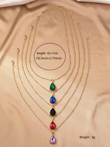 1 件寶石水滴吊墜復古高端別緻項鍊 Ins 風格 - 紅色 - 查看 9