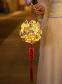 1入組可愛的龍型2024年新年燈籠,中式新年裝飾,攜帶式發光燈籠,新年,春節,掛飾;新年快樂,手工製作燈籠,diy材料包 - 紅色 - 查看 5