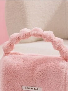 大容量可愛絨毛化妝包,適用於旅行及整理護膚品、手提化妝品和時尚配飾、多功能家居收納 - 灰色 - 查看 8