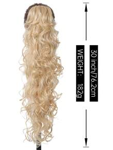 30英寸淺色金色卷曲爪夾馬尾延長款,柔軟自然合成髮片,適用於女性 - 金色 - 查看 3