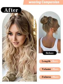 30英寸淺色金色卷曲爪夾馬尾延長款,柔軟自然合成髮片,適用於女性 - 金色 - 查看 9