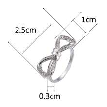 1pc Simple & Elegant Inlaid Bow Knot Ring - Silver - View 5