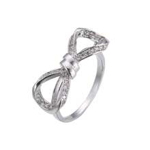 1pc Simple & Elegant Inlaid Bow Knot Ring - Silver - View 2