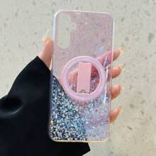 1入組星空閃粉DIY磁吸手機殼，附支架功能，適用於蘋果、三星、歐珀、華為手機 - 粉色 - 查看 7