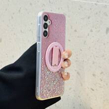 1入組星空閃粉DIY磁吸手機殼，附支架功能，適用於蘋果、三星、歐珀、華為手機 - 粉色 - 查看 6