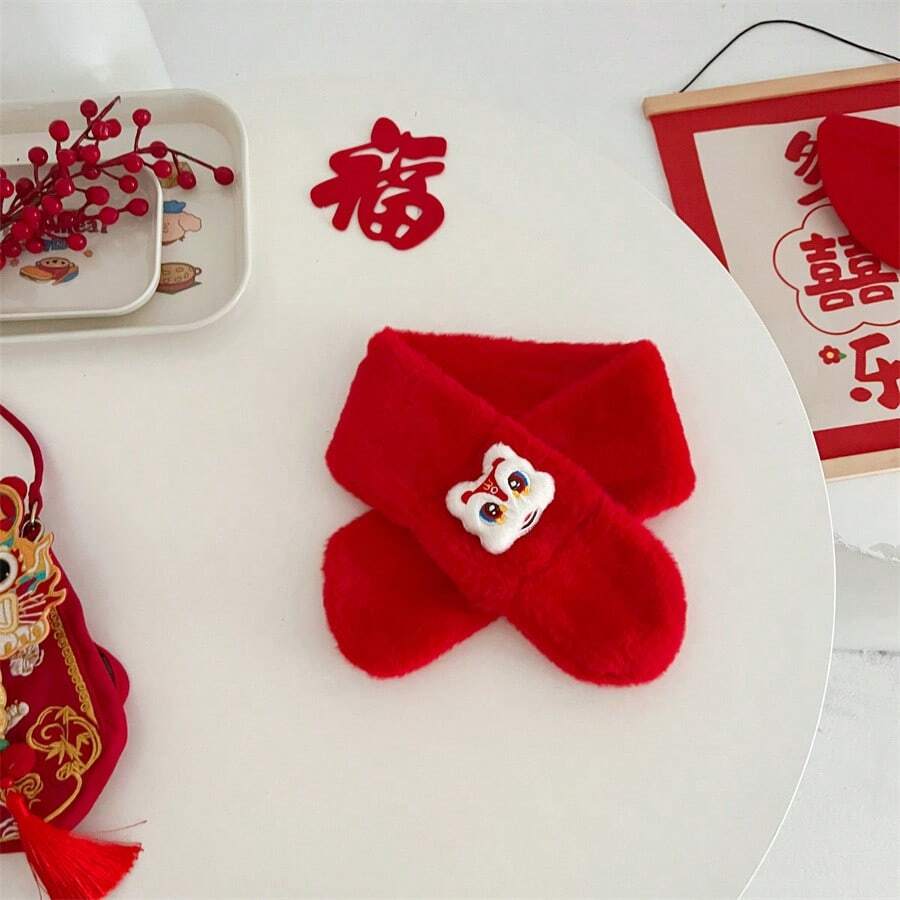 1pc Cartoon Lion Shaped Plush Scarf For Baby, Boys And Girls, Suitable For Winter And Daily Use On New Year And Festival Celebration - Multicolor - View 1