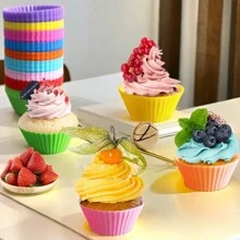 1pc/6pcs/12pcs/24pcs, Reusable Silicone Muffin Cups And Cupcake Molds - Baking Tools For Perfectly Shaped Muffins And Cupcakes - Cake Decorating Tools Wedding Birthday Party Decorations Kitchen Gadgets And Accessories For Home Bakers - Multicolor - View 1
