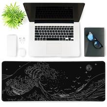 Black-White Gaming Laptop Mouse Pad,Sea Wave Big Mice Pads PC Keyboard - Black and White - View 3